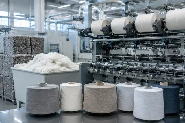 Recycled yarn manufacturing process in a textile factory
