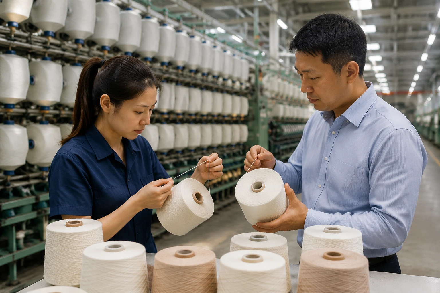 Checking regenerated yarn cones before textile production