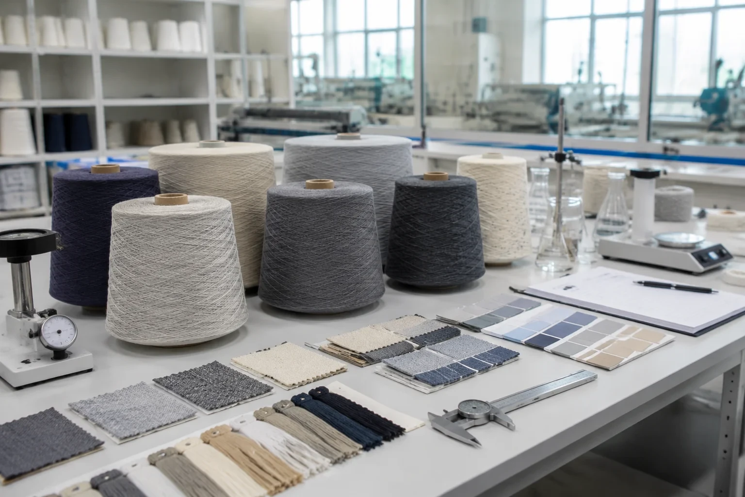 Quality inspection of recycled yarn cones and textile samples